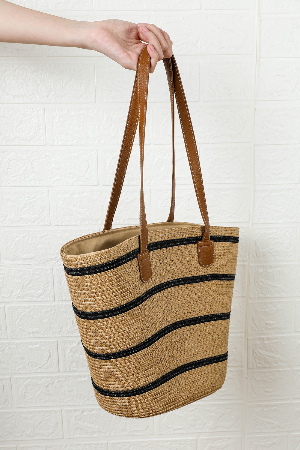 Aya Woven Striped Tote Bag Image 3