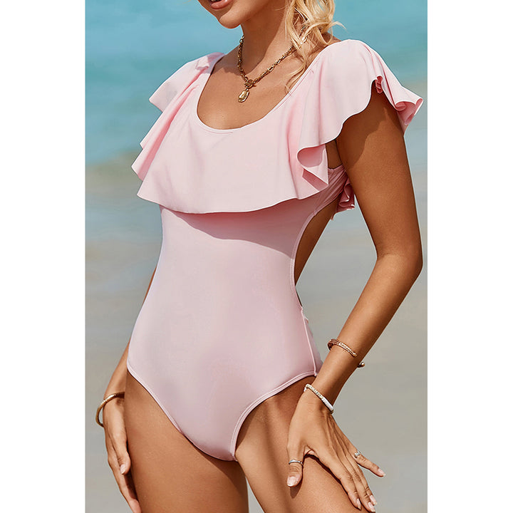 Bonnie Ruffle Overlapping Backless One-piece Swimwear Image 1