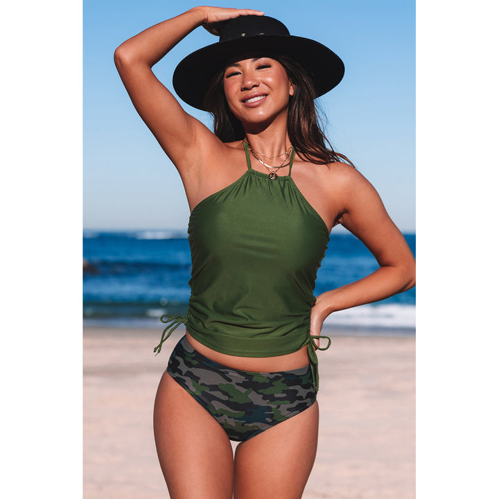 Bristol Camouflage Print Halter Neck Backless Two-piece Swimsuit Image 4