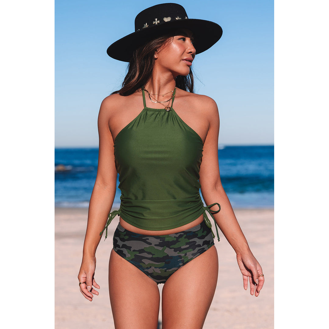 Bristol Camouflage Print Halter Neck Backless Two-piece Swimsuit Image 7