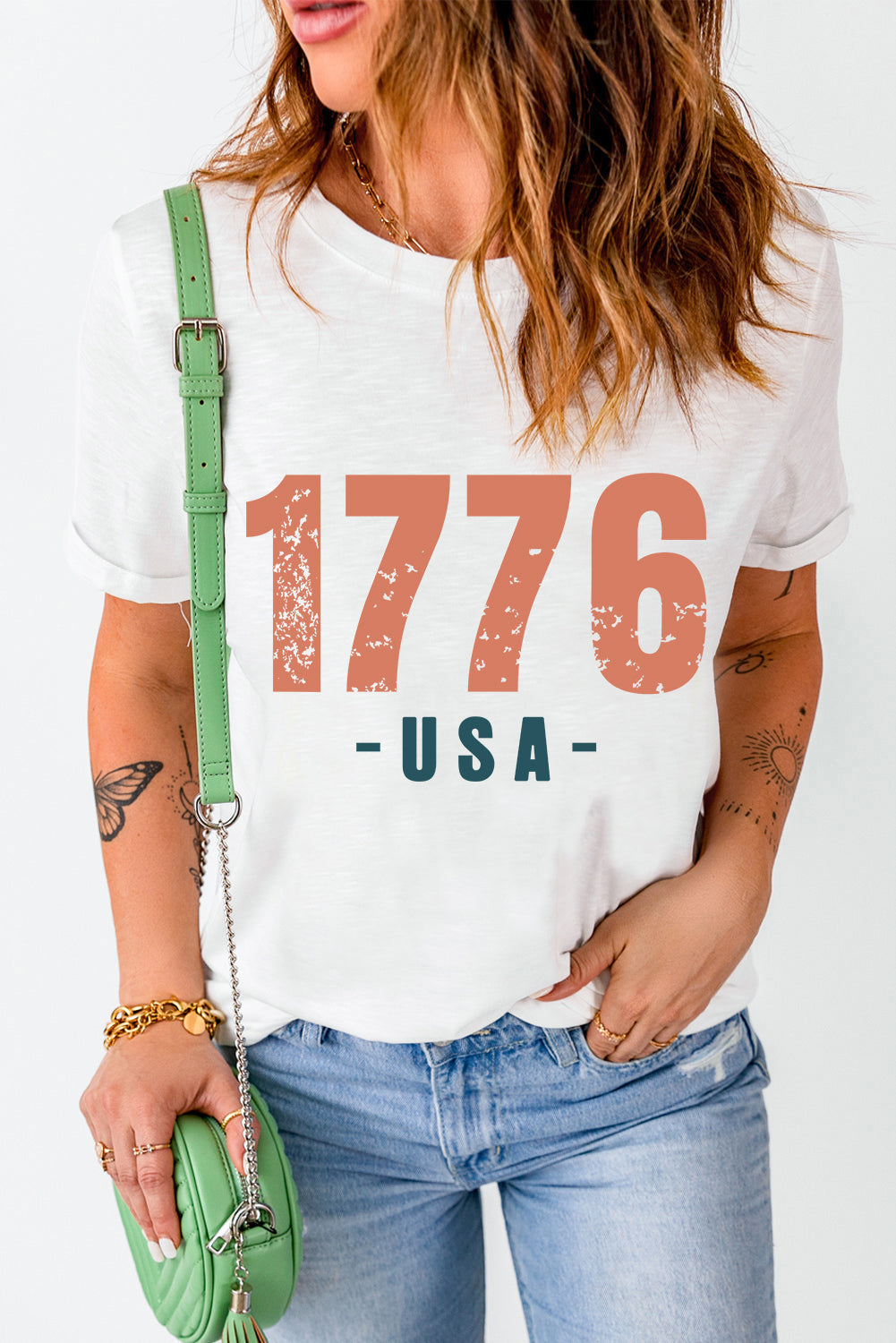 1776 USA Vintage Graphic Tee Image 3