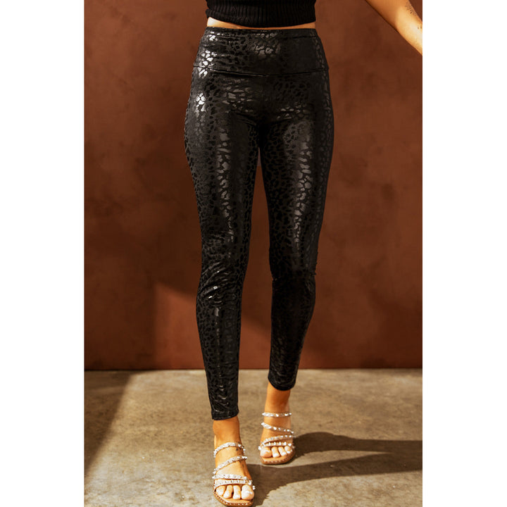 Adelaide Shiny Leopard Textured Leggings Image 1