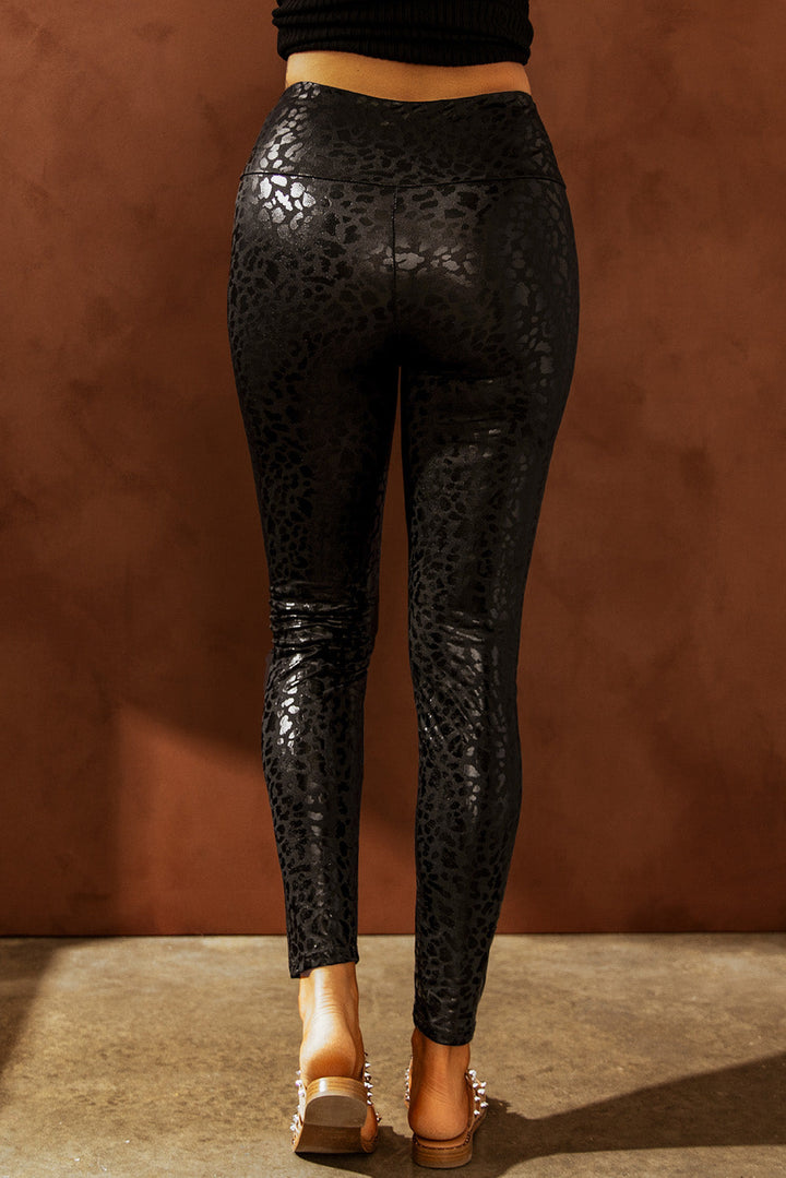 Adelaide Shiny Leopard Textured Leggings Image 2