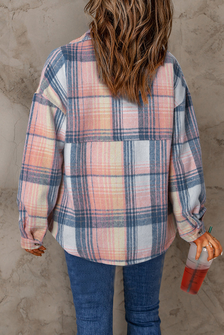 Addison Plaid Flap Pockets Shacket Image 2