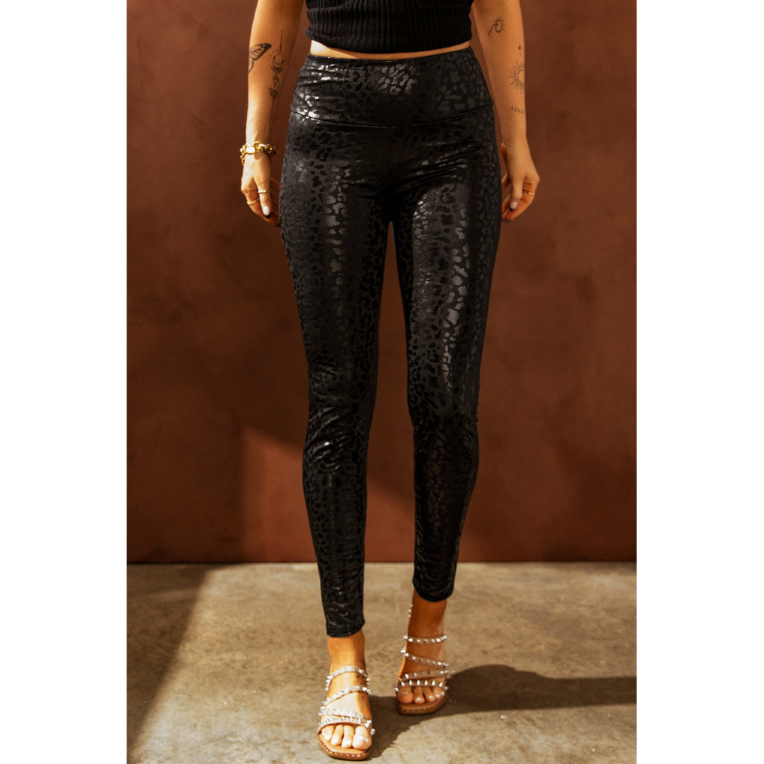 Adelaide Shiny Leopard Textured Leggings Image 4