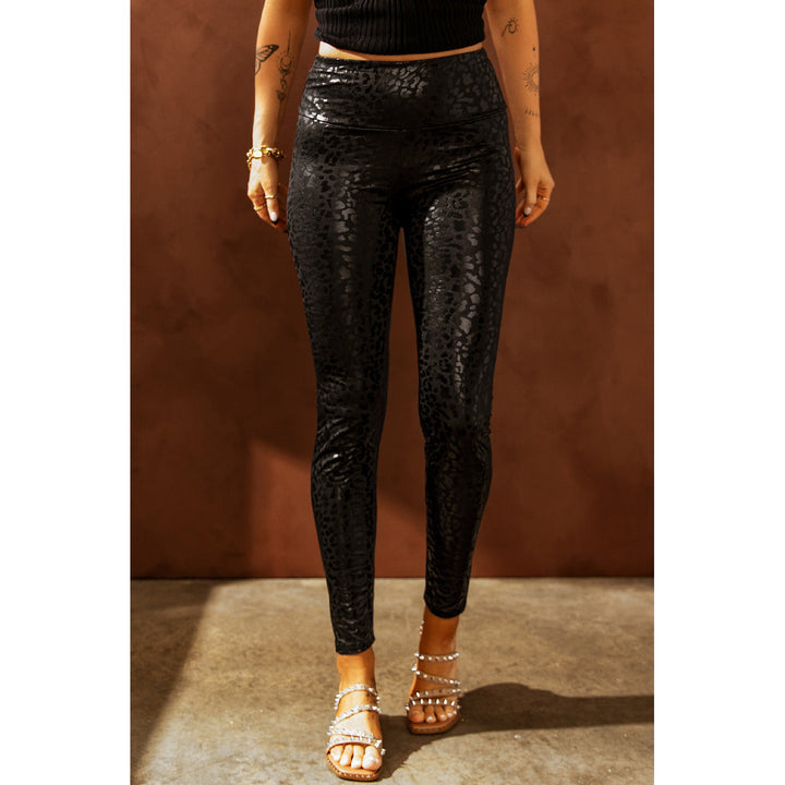 Adelaide Shiny Leopard Textured Leggings Image 4