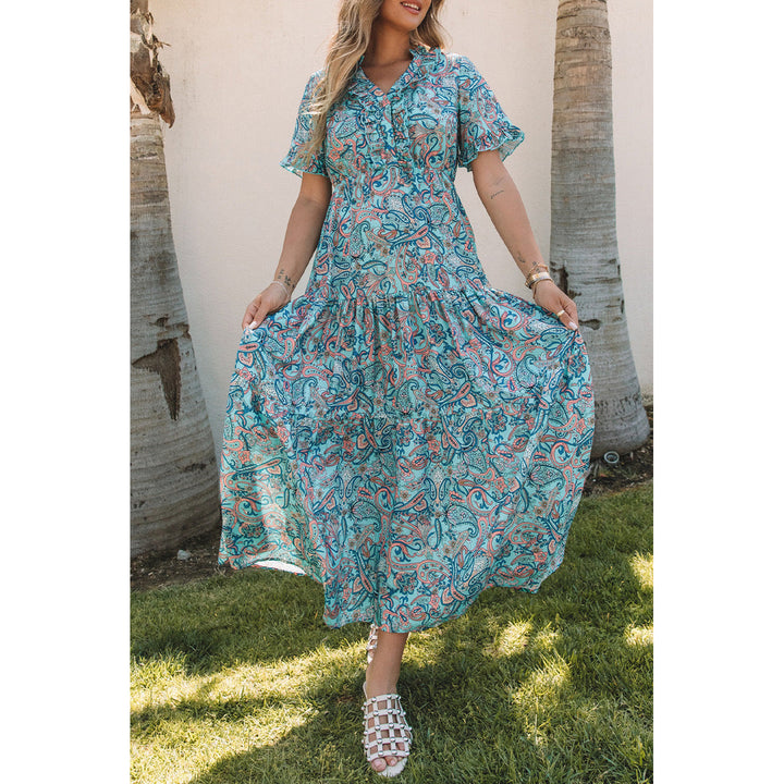 Aila Boho Holiday Ruffle Tiered Maxi Dress Image 1