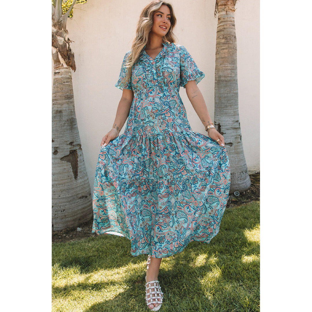 Aila Boho Holiday Ruffle Tiered Maxi Dress Image 4