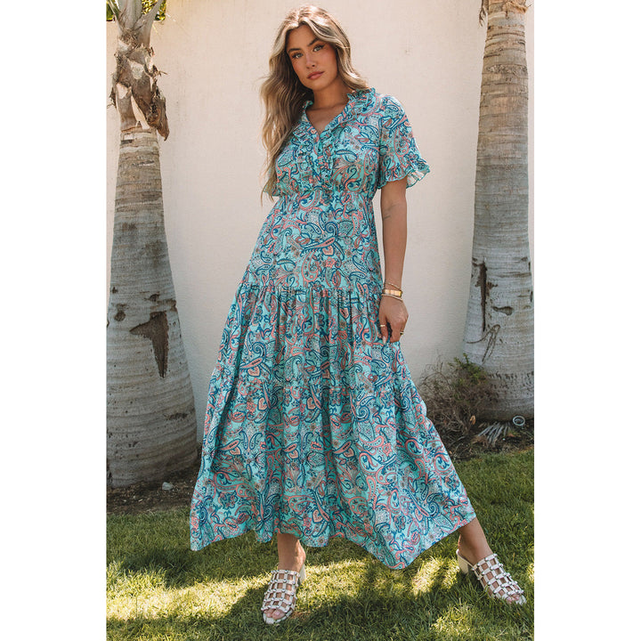 Aila Boho Holiday Ruffle Tiered Maxi Dress Image 4