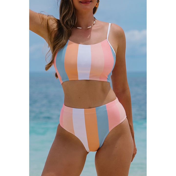 Alondra Vertical Striped High Waist Bikini Swimsuit Image 1