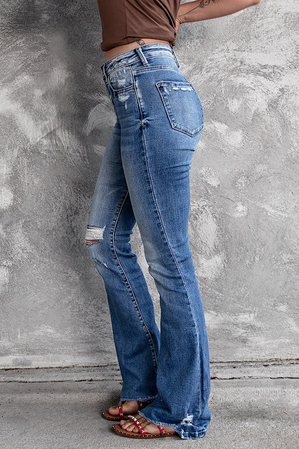 Angelina Distressed Flare Jeans Image 2