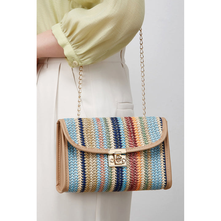 Azariah Striped Crochet Flapped Bag Image 1