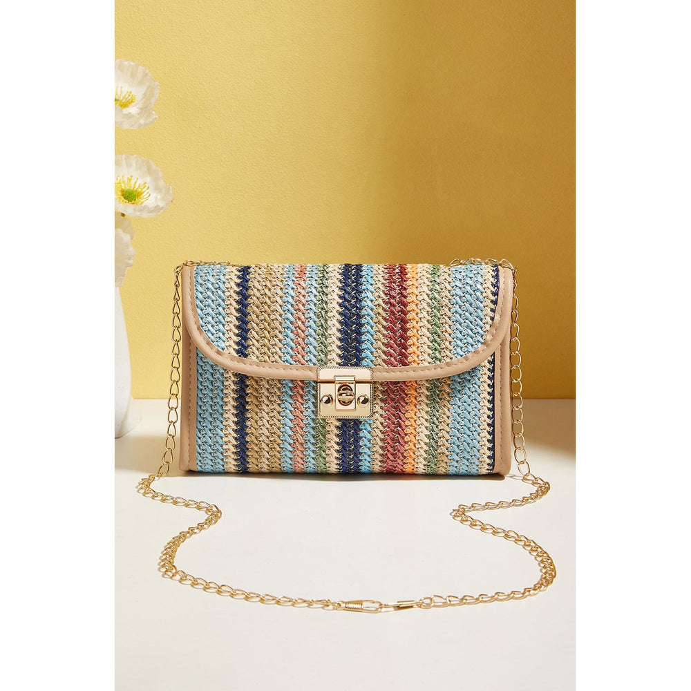 Azariah Striped Crochet Flapped Bag Image 2