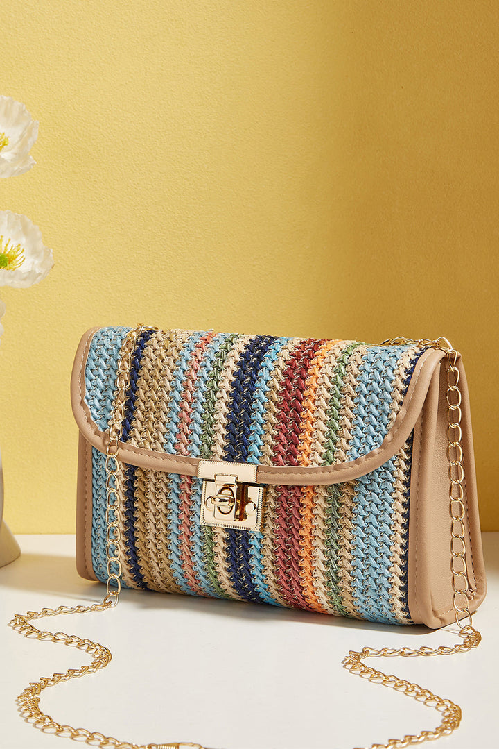 Azariah Striped Crochet Flapped Bag Image 3