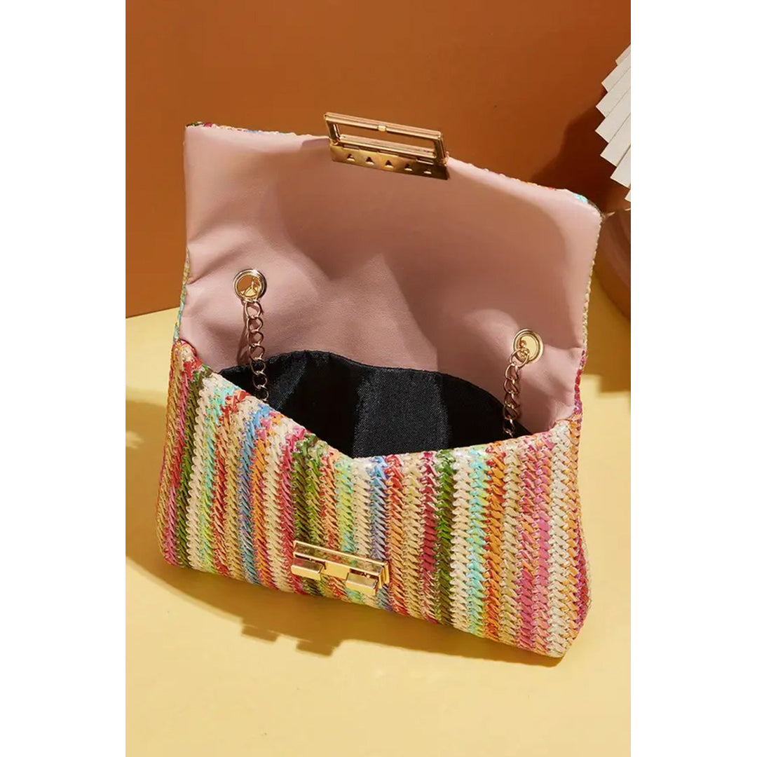 Azariah Striped Crochet Flapped Bag Image 7