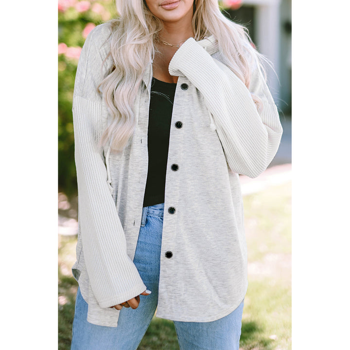 Berkley Button Up Knitted Sleeves Hooded Jacket Image 1