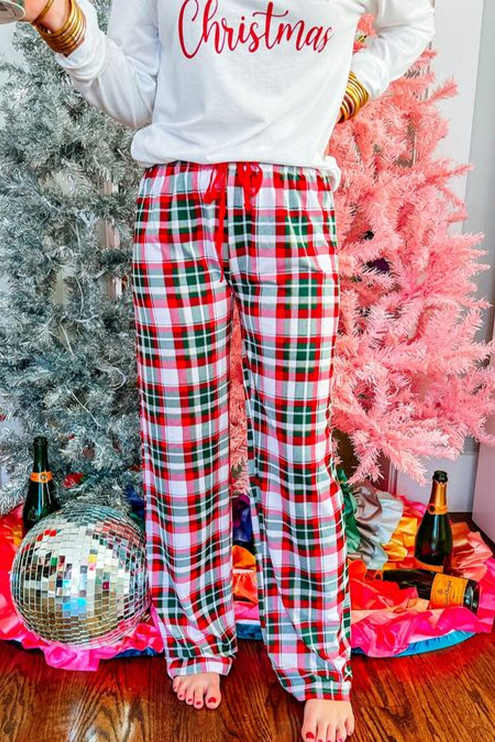 Bella Merry Christmas Plaid Print Two Piece Lounge Set Image 3