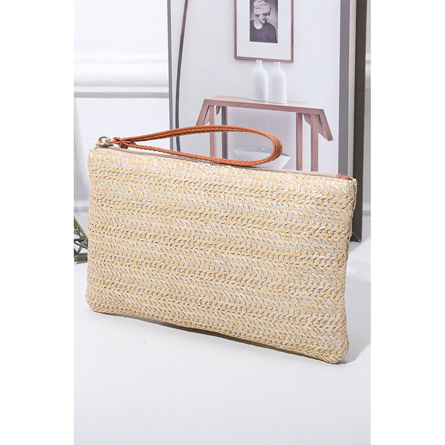 Estrella Straw Woven Wrist Strap Wristlet Image 1