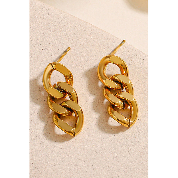 Gold Chain Link Plate Alloy Drop Earrings Image 2