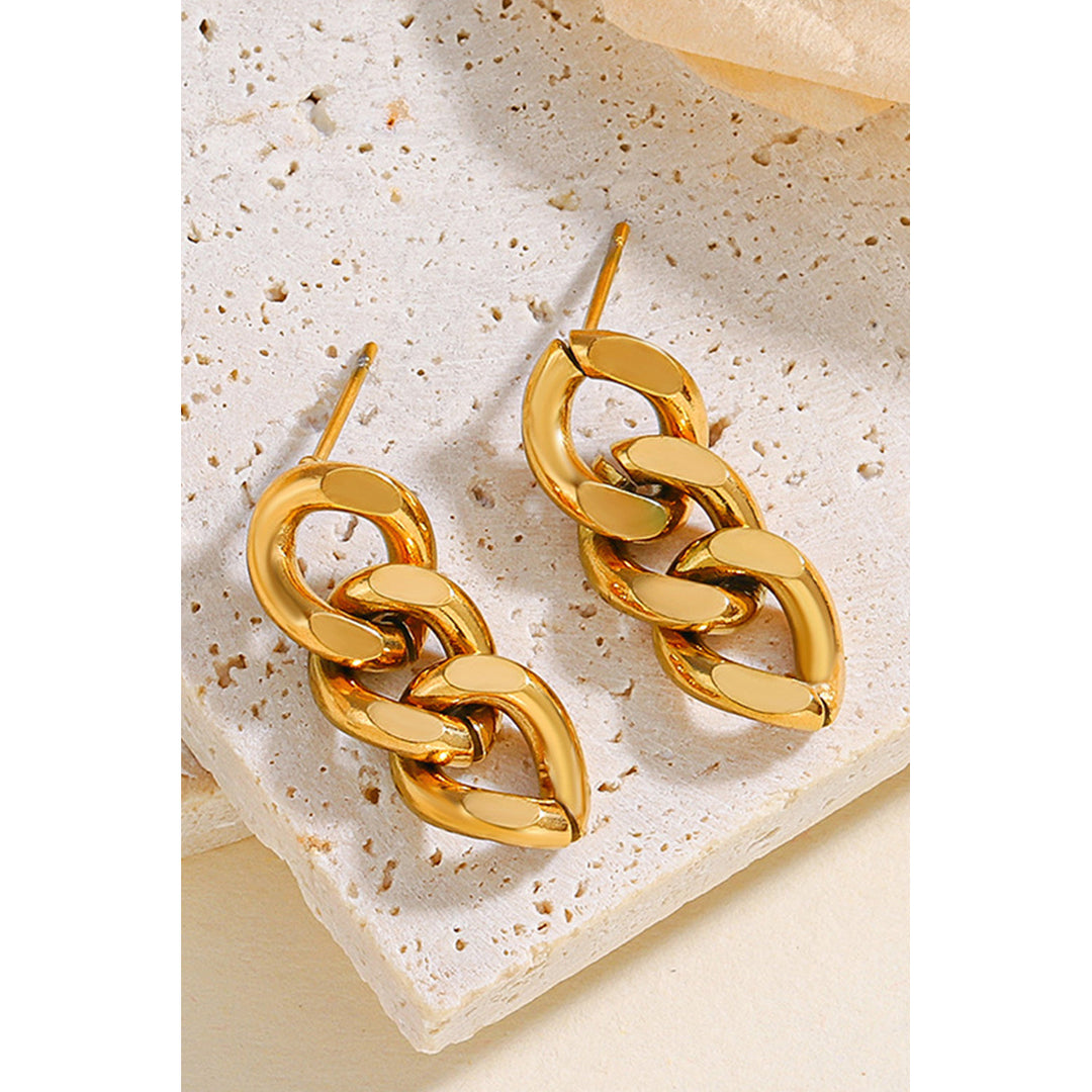 Gold Chain Link Plate Alloy Drop Earrings Image 3