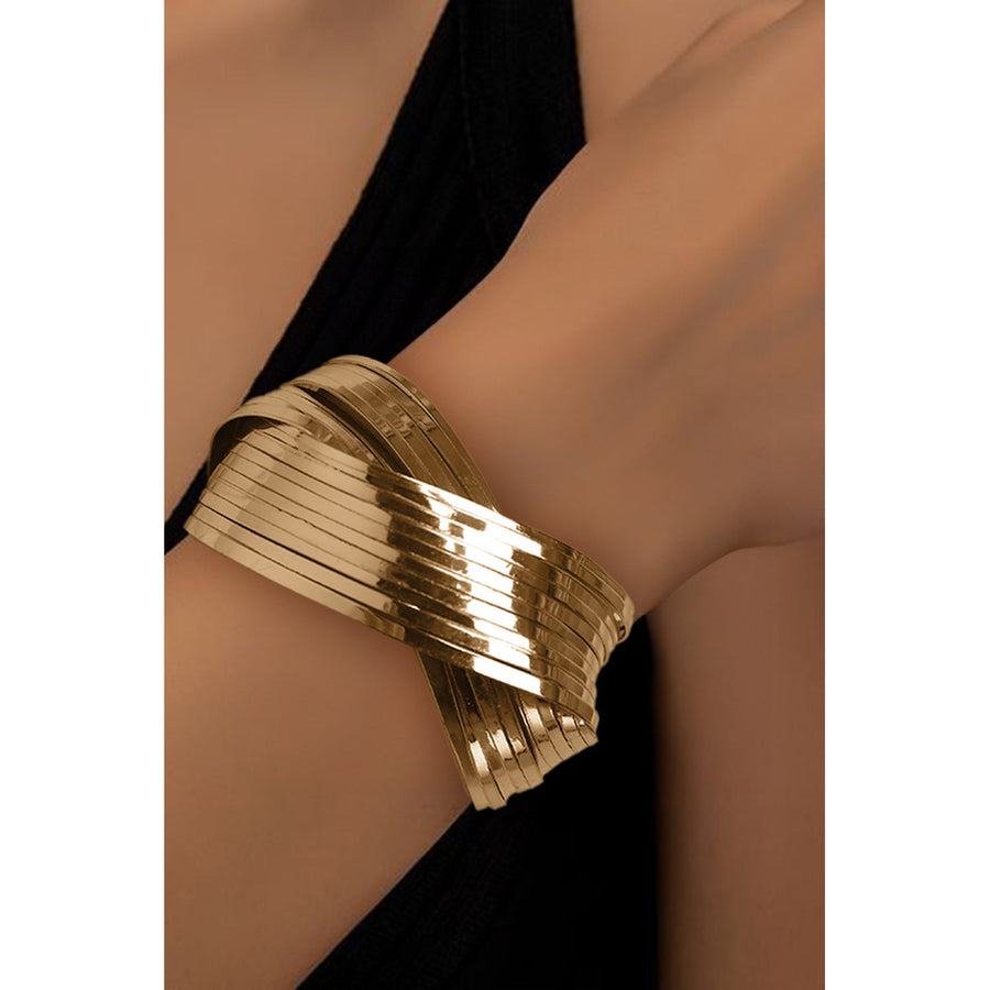 Gold Crossover Cuff Bracelet Image 1