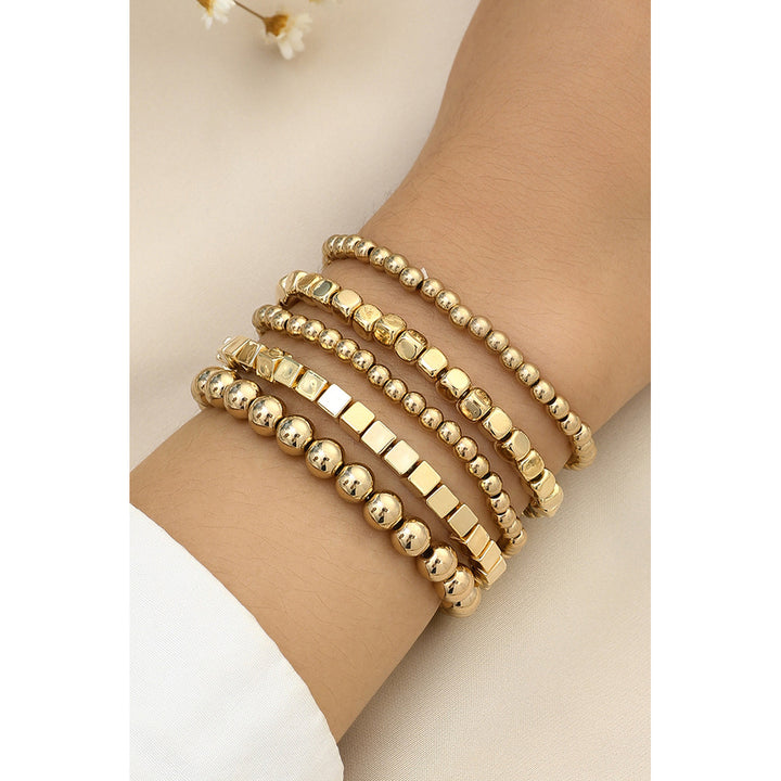 Gold Cube Beaded 5 Pcs Bracelet Image 1