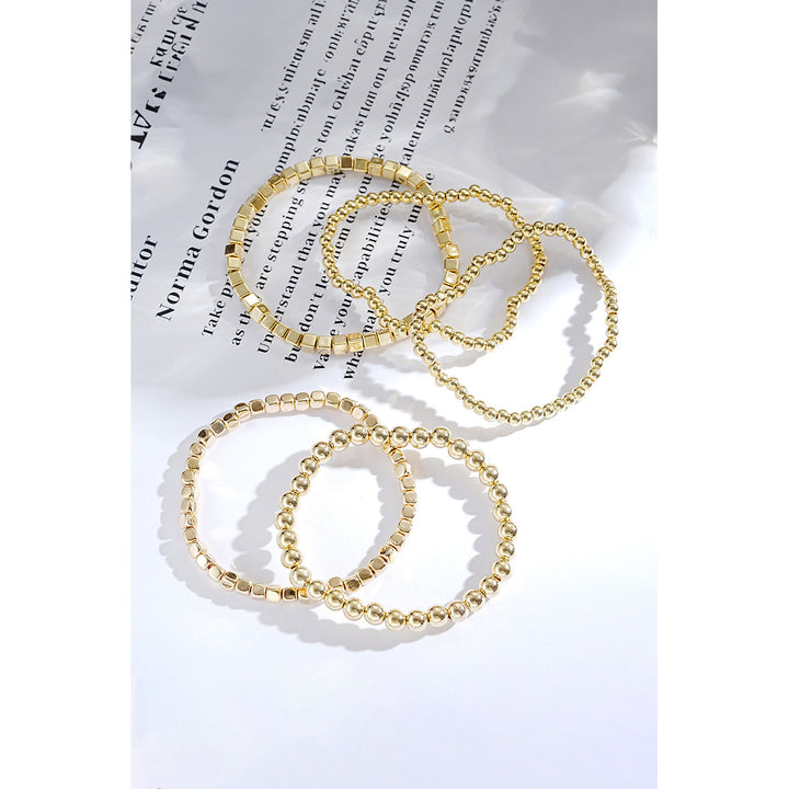 Gold Cube Beaded 5 Pcs Bracelet Image 2