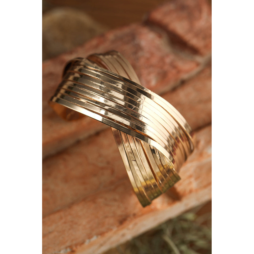 Gold Crossover Cuff Bracelet Image 2