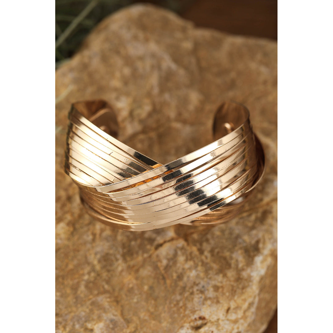 Gold Crossover Cuff Bracelet Image 4