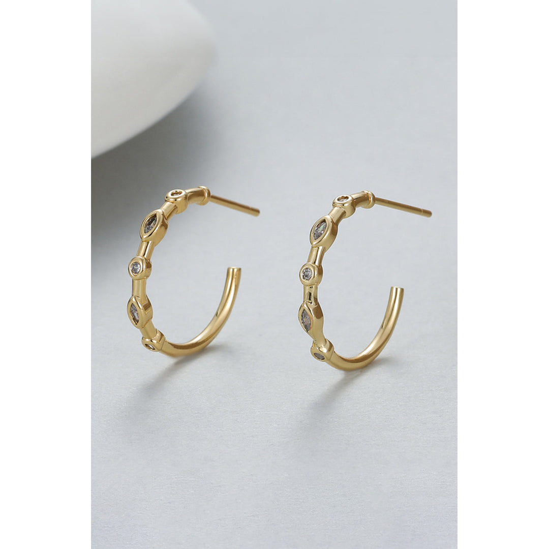 Gold Inlay C-shape Earrings Image 2