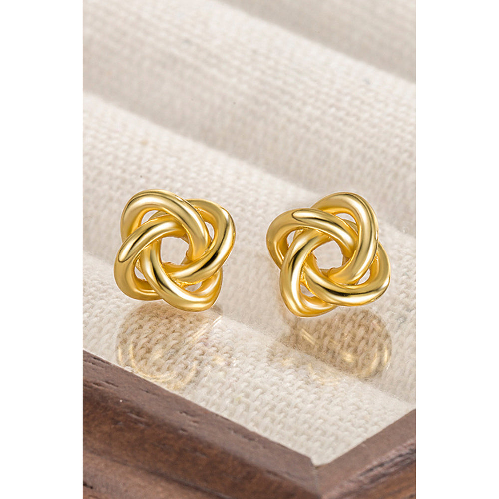 Gold Knotted Stud Earrings Image 2