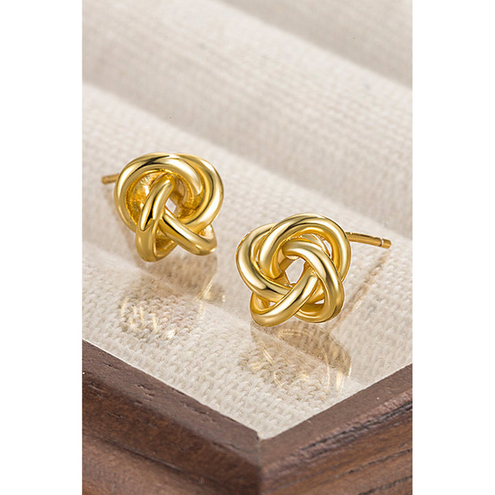 Gold Knotted Stud Earrings Image 3