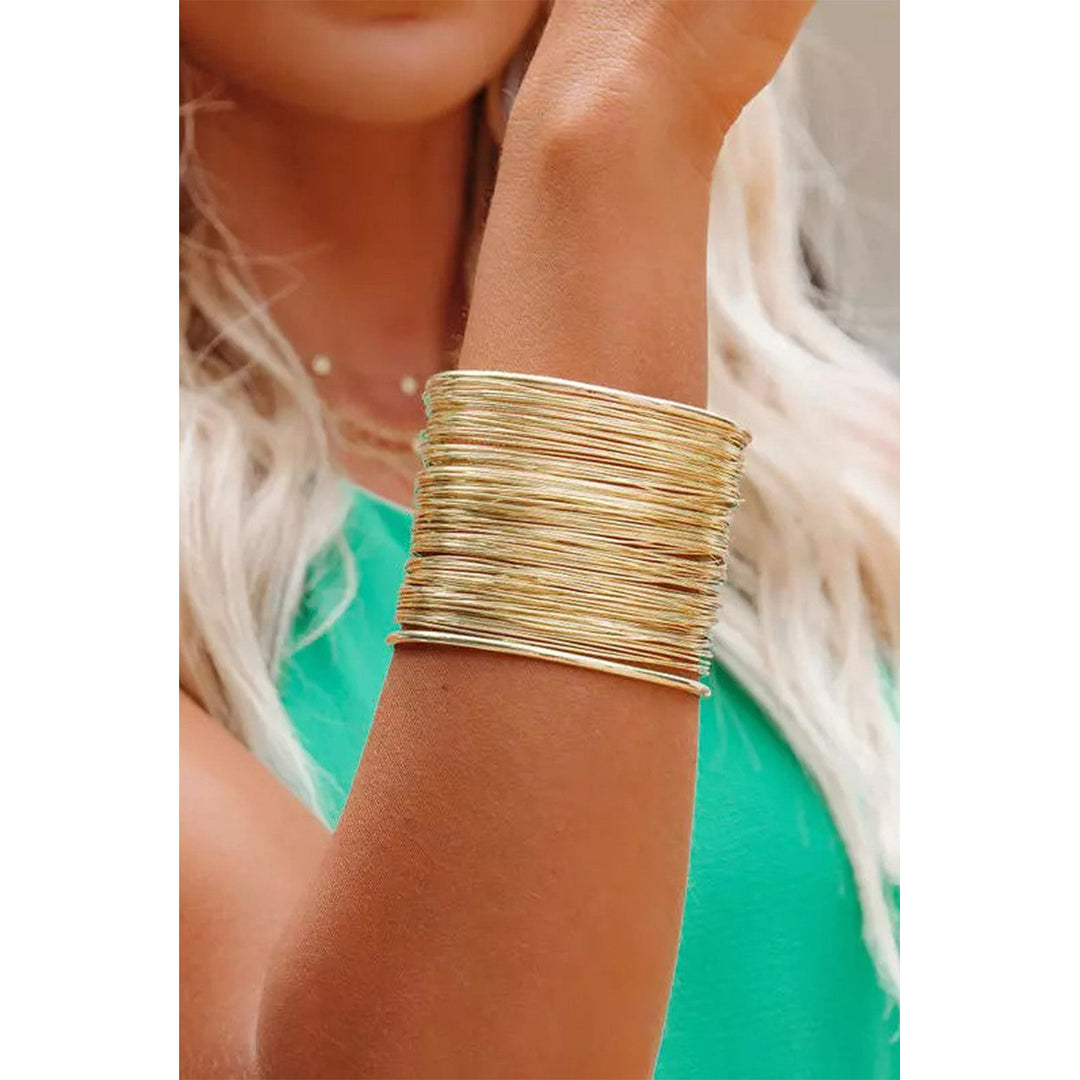 Gold Luxury Heavy Metal fine Open Wire Bracelet Image 1