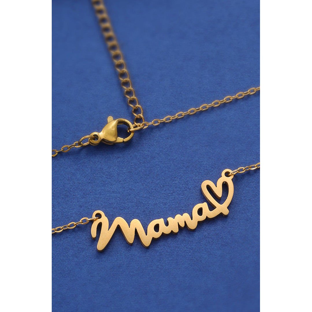 Gold mama Heart Pendant Chain Necklace Image 3