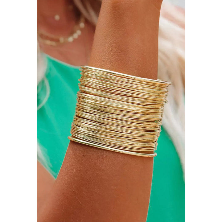 Gold Luxury Heavy Metal fine Open Wire Bracelet Image 3