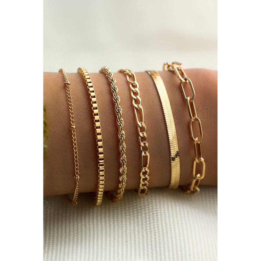 Gold Multi Layered Adjustable Chain Bracelet Set Image 1