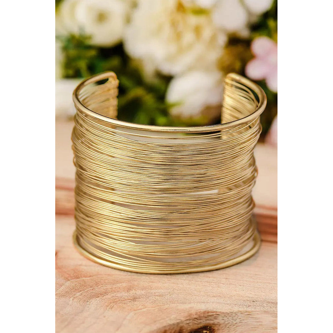 Gold Luxury Heavy Metal fine Open Wire Bracelet Image 4