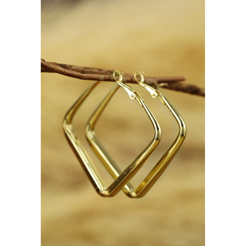 Gold Minimalist Square Hoop Earrings Image 2