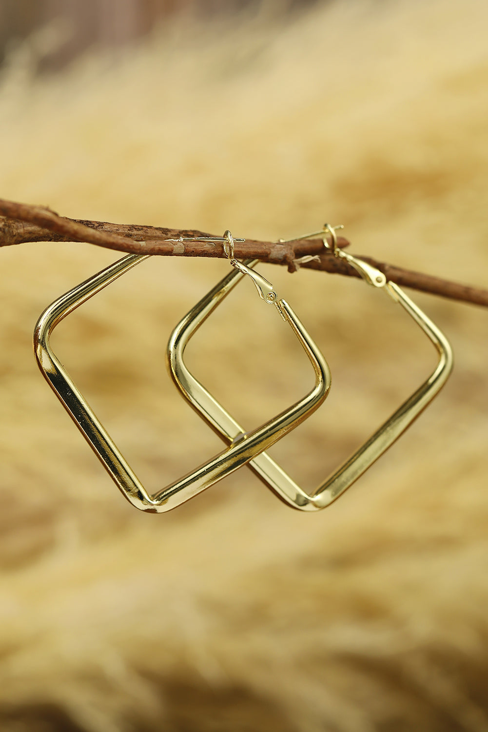 Gold Minimalist Square Hoop Earrings Image 3