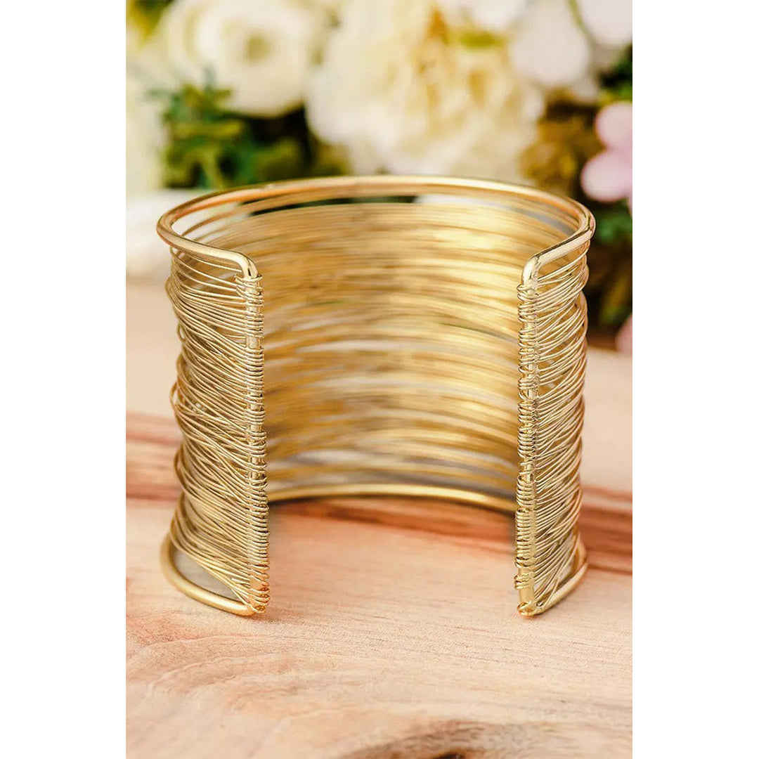 Gold Luxury Heavy Metal fine Open Wire Bracelet Image 4