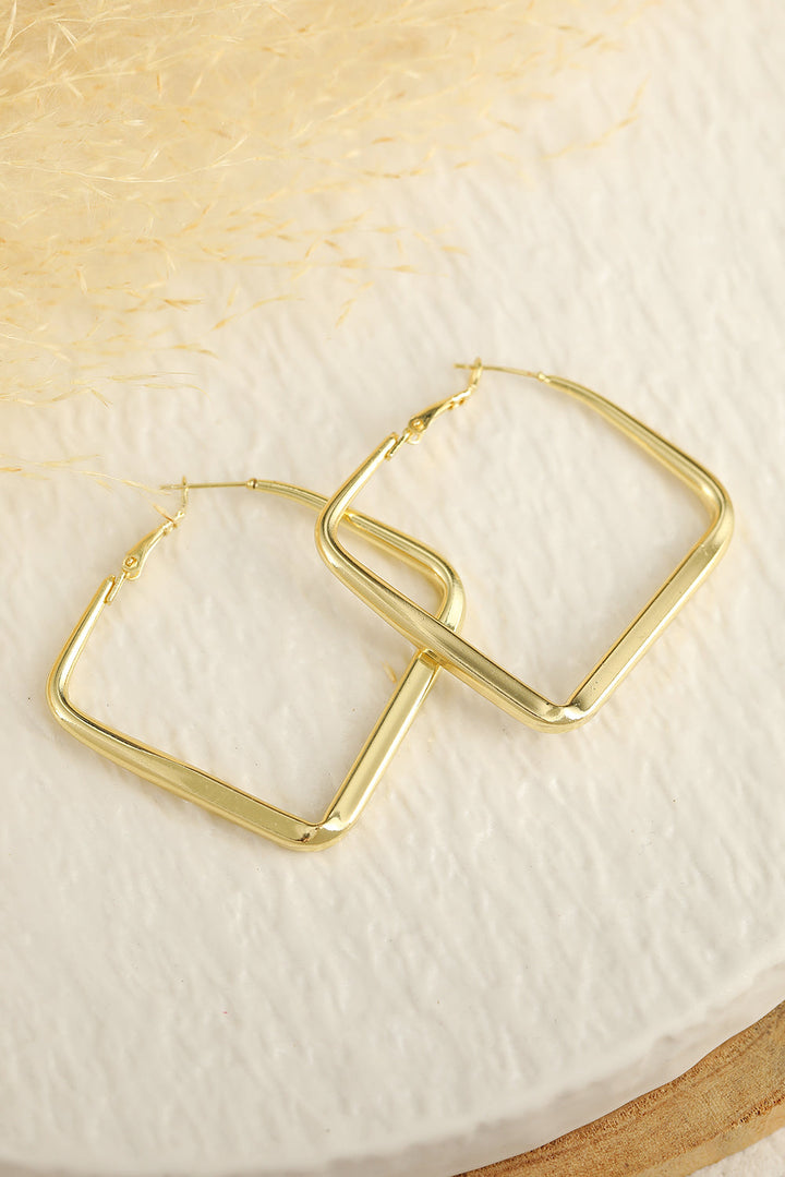 Gold Minimalist Square Hoop Earrings Image 4