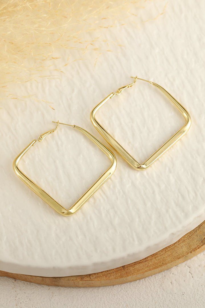 Gold Minimalist Square Hoop Earrings Image 4