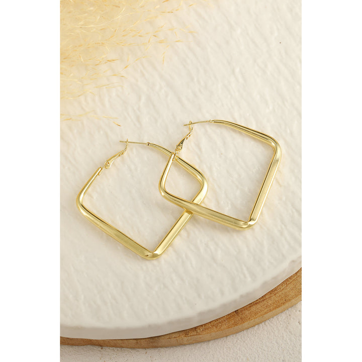 Gold Minimalist Square Hoop Earrings Image 6