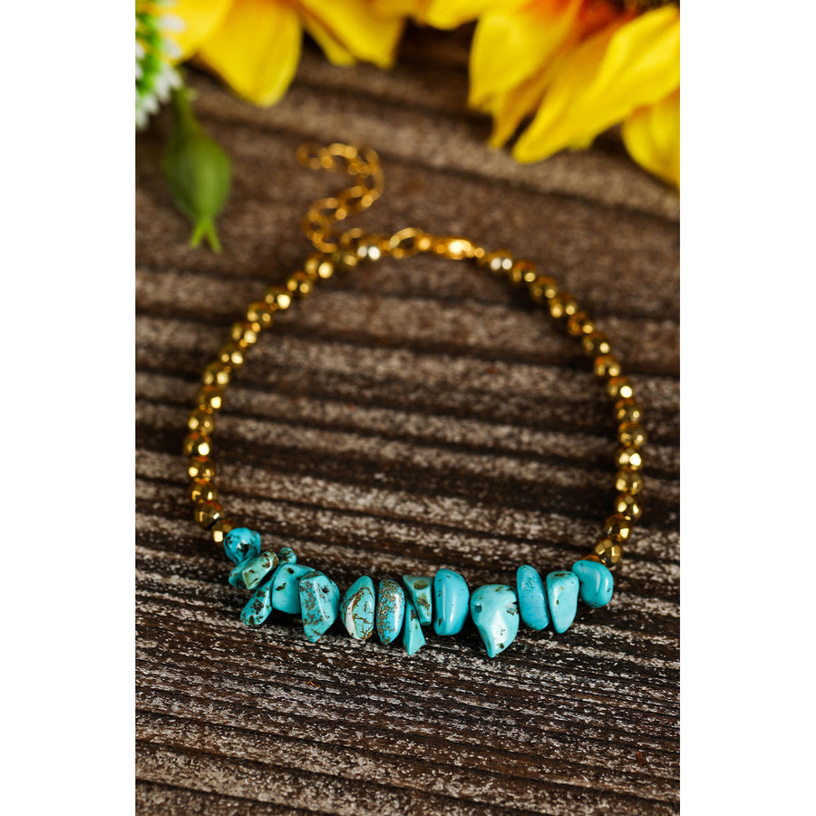 Gold Turquoise Beading Adjustable Bracelet Image 1