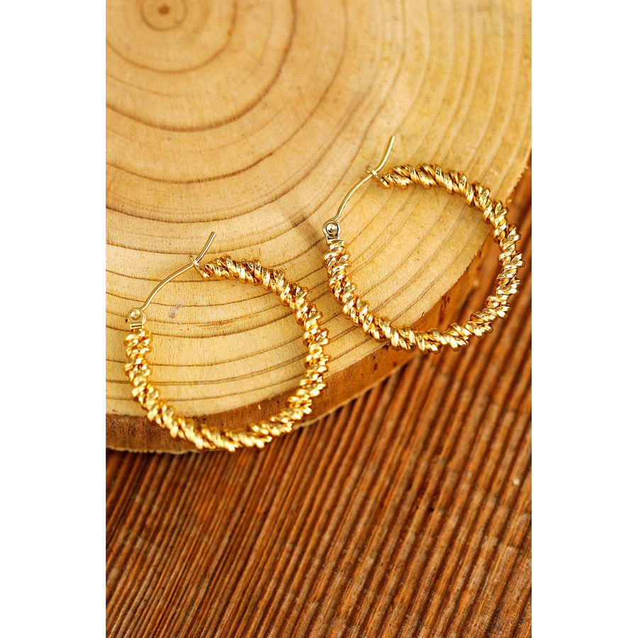 Gold Vintage Textured Hoop Earrings Image 1