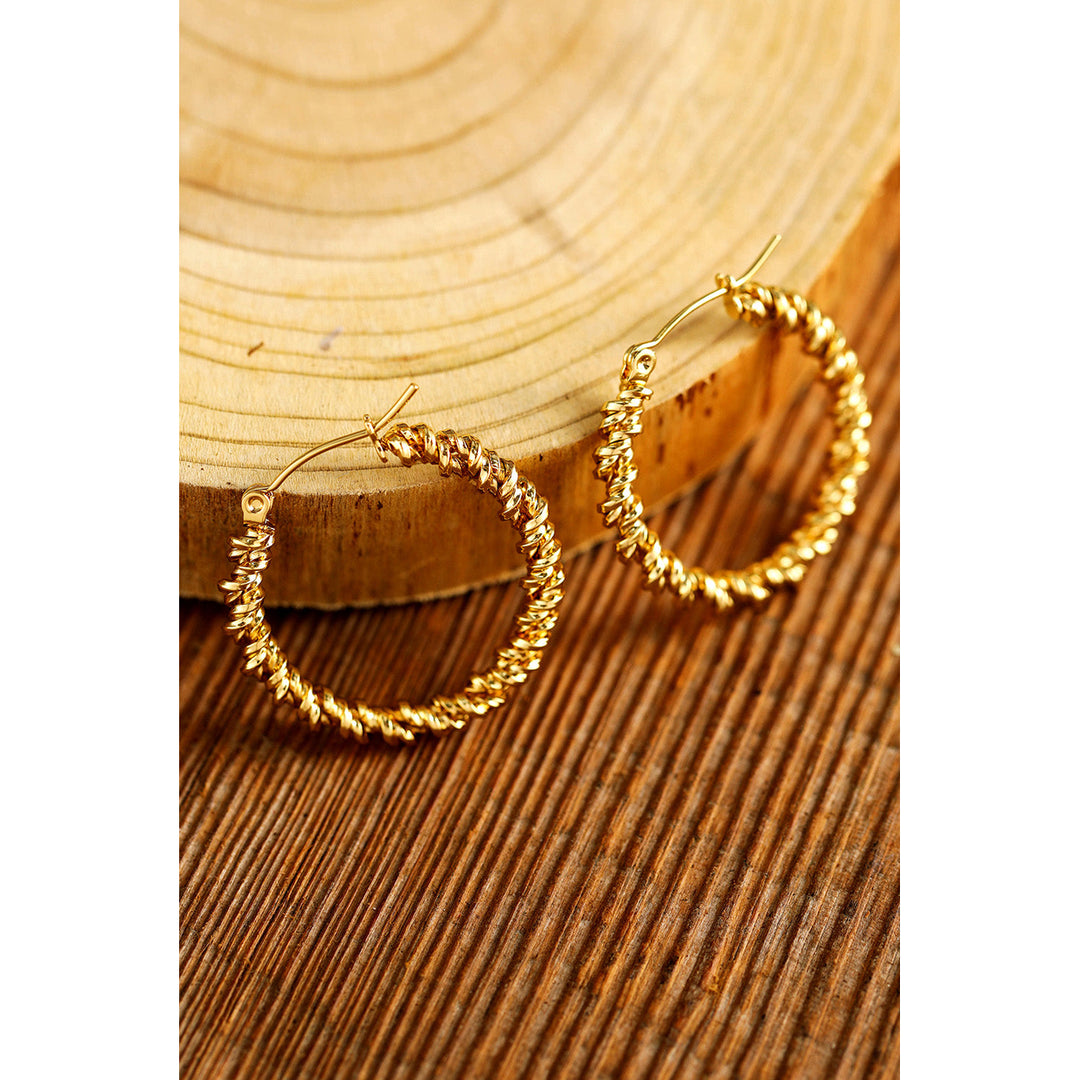 Gold Vintage Textured Hoop Earrings Image 2