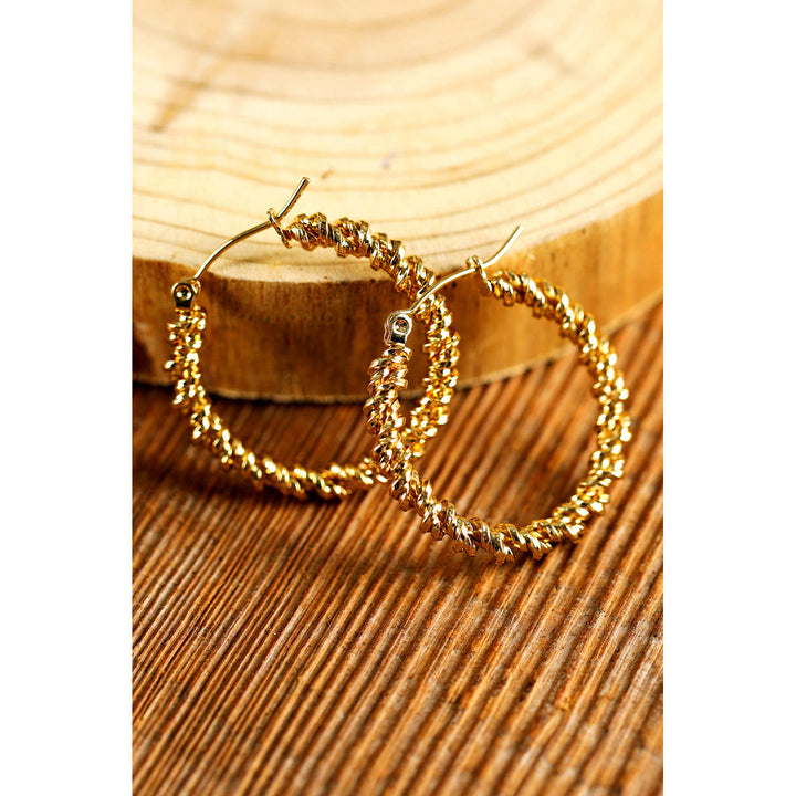 Gold Vintage Textured Hoop Earrings Image 3