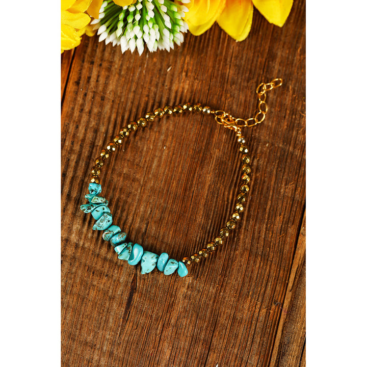 Gold Turquoise Beading Adjustable Bracelet Image 4