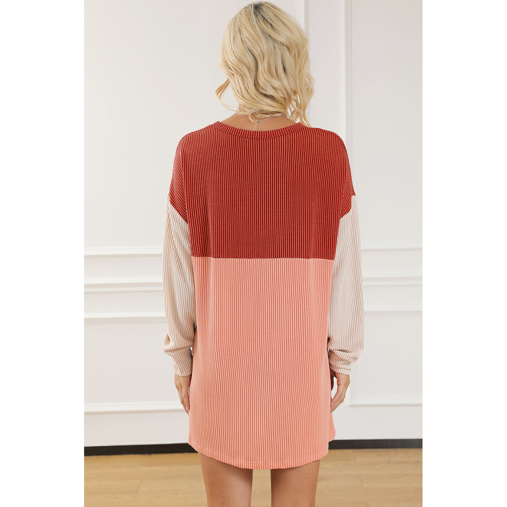 Eva Colorblock Corded Long Sleeve Mini Dress Image 2