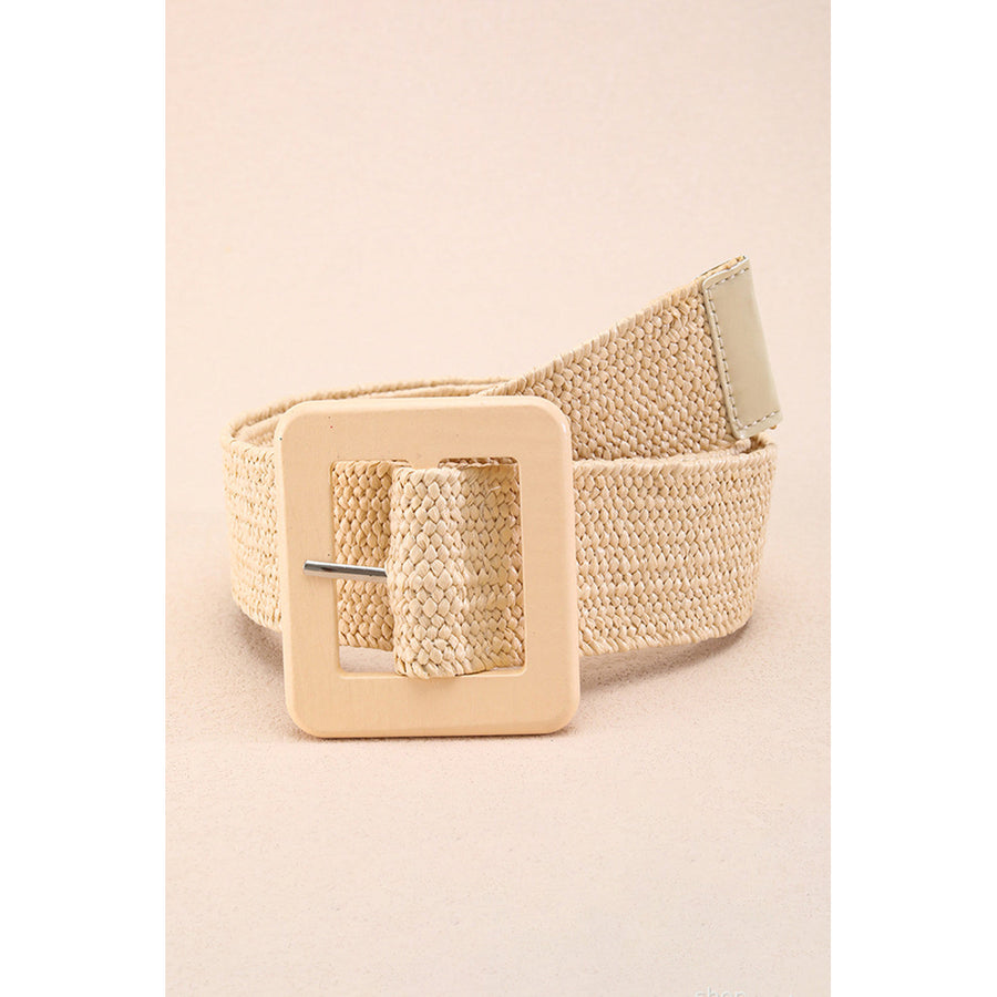 Bohemian Woven Square Buckle Wide Belt Image 1